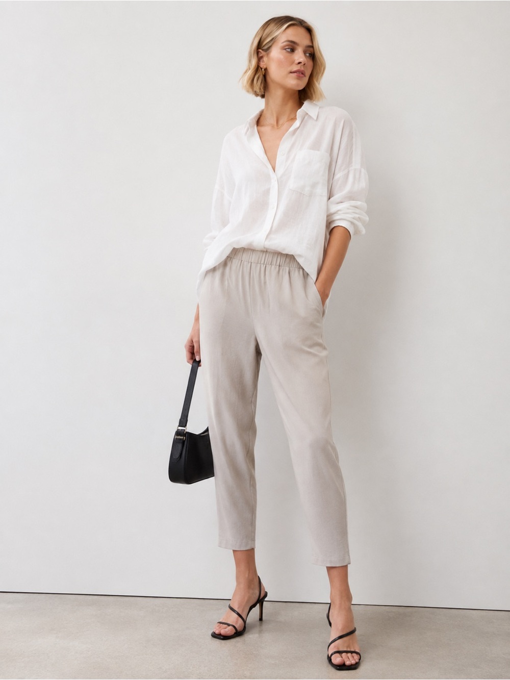 ARITZIA Babaton Dexter Pant Oyster Grey Tapered Pull-On Pants M